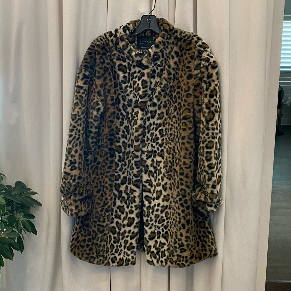 Sanctuary Leopard-Print Faux Fur Coat - Brown, Black, Cream